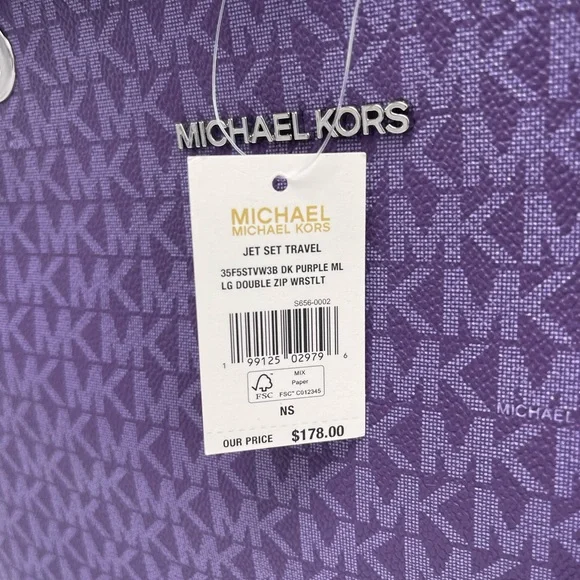 MICHAEL KORS Jet Set Lg Ombré Sign Logo Double Zip Wristlet Phone 
Dark Purple - Picture 16 of 16